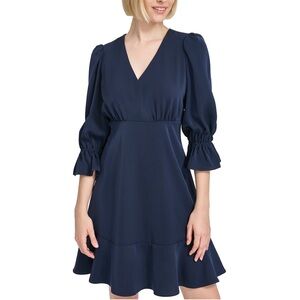 NWT Harper Rose Balloon Sleeve V-Neck Ruffle Hem Dress